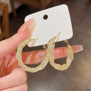 Gold C-cut crystal earrings