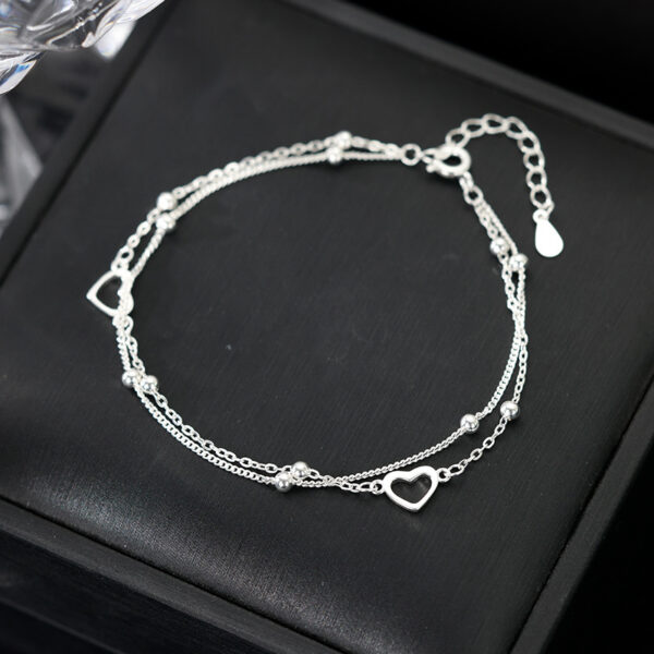 Silver double heart bracelet