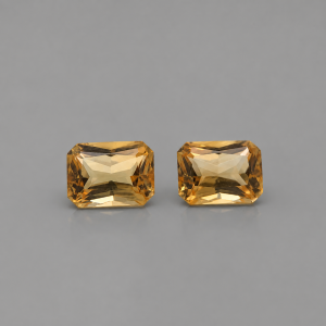 Natural Citrine Pair 3.00 Carats | Unheated Golden Yellow Radiant Cut | Sri Lanka