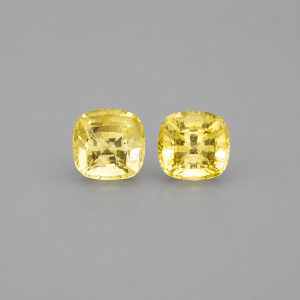 Natural Yellow Sapphire Pair 1.58 Ct | Unheated Ceylon (Sri Lanka) Square Step Cut Matching Gemstones